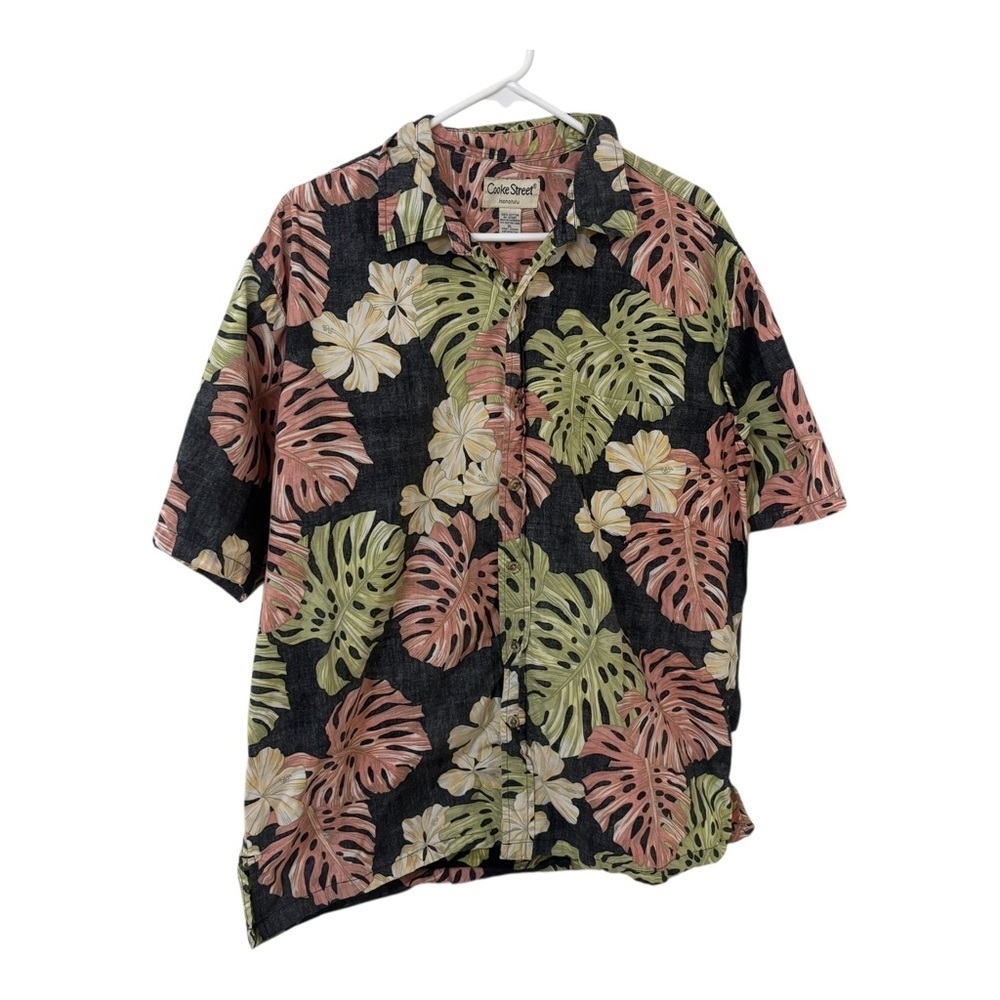 Cooke street Black Floral monstera Men's aloha Hawaiian Shirt